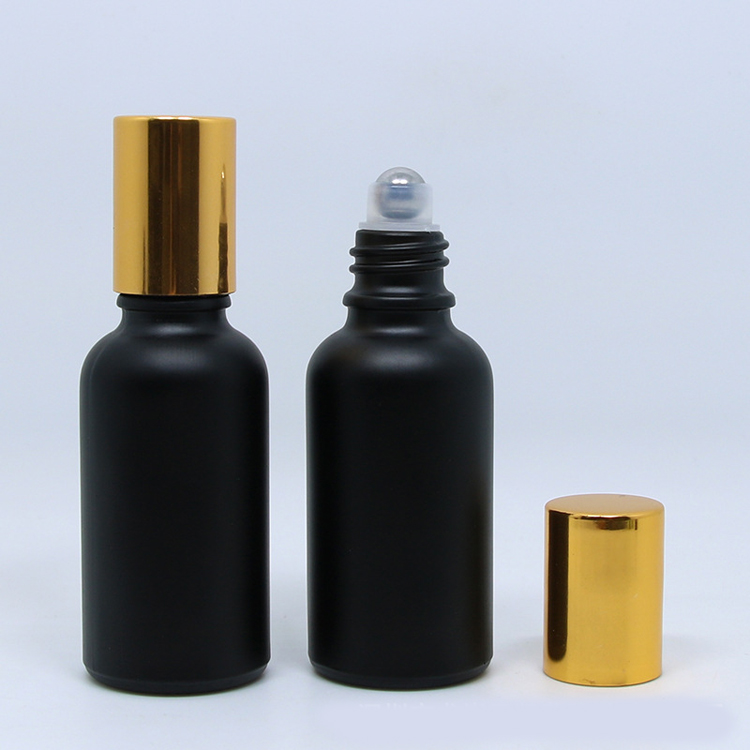 Black Roll on Glass Essential Oil Roller Bottles 15 ml for Perfume