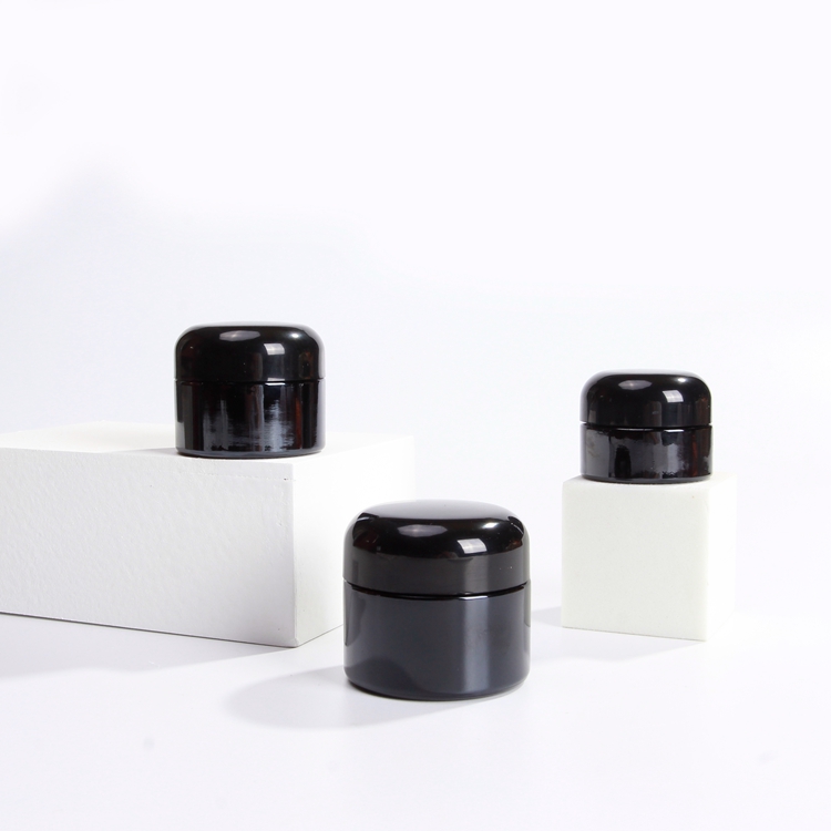 Black Round luxury Skin Care Bottle and Jar Packaging Cosmetic Glass Jar for Face Cream Lip Mask 5g 10g 15g 20g 30g 50g 100g