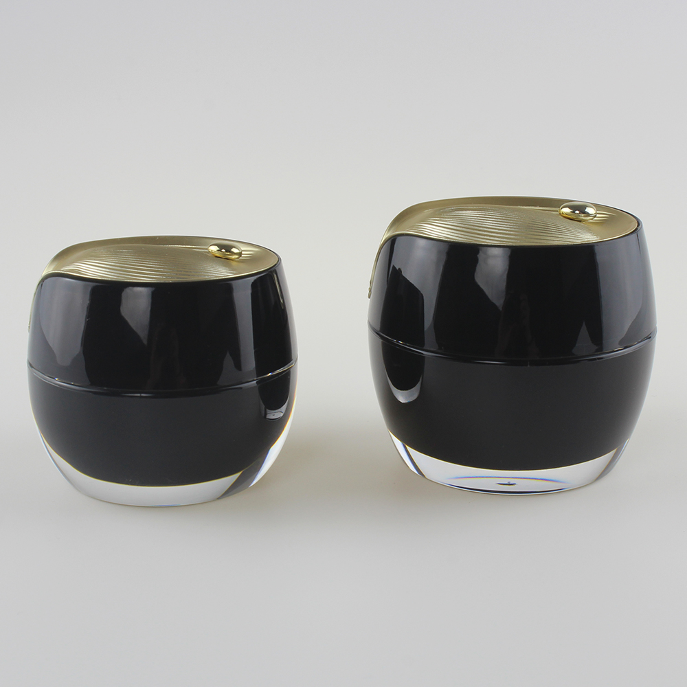 Black Ruffle Acrylic Cream 30g 50g Jar, JA314 with Gold Line