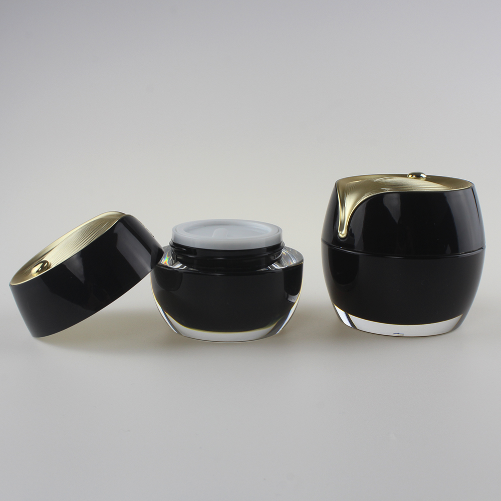 Black Ruffle Acrylic Cream 30g 50g Jar, JA314 with Gold Line