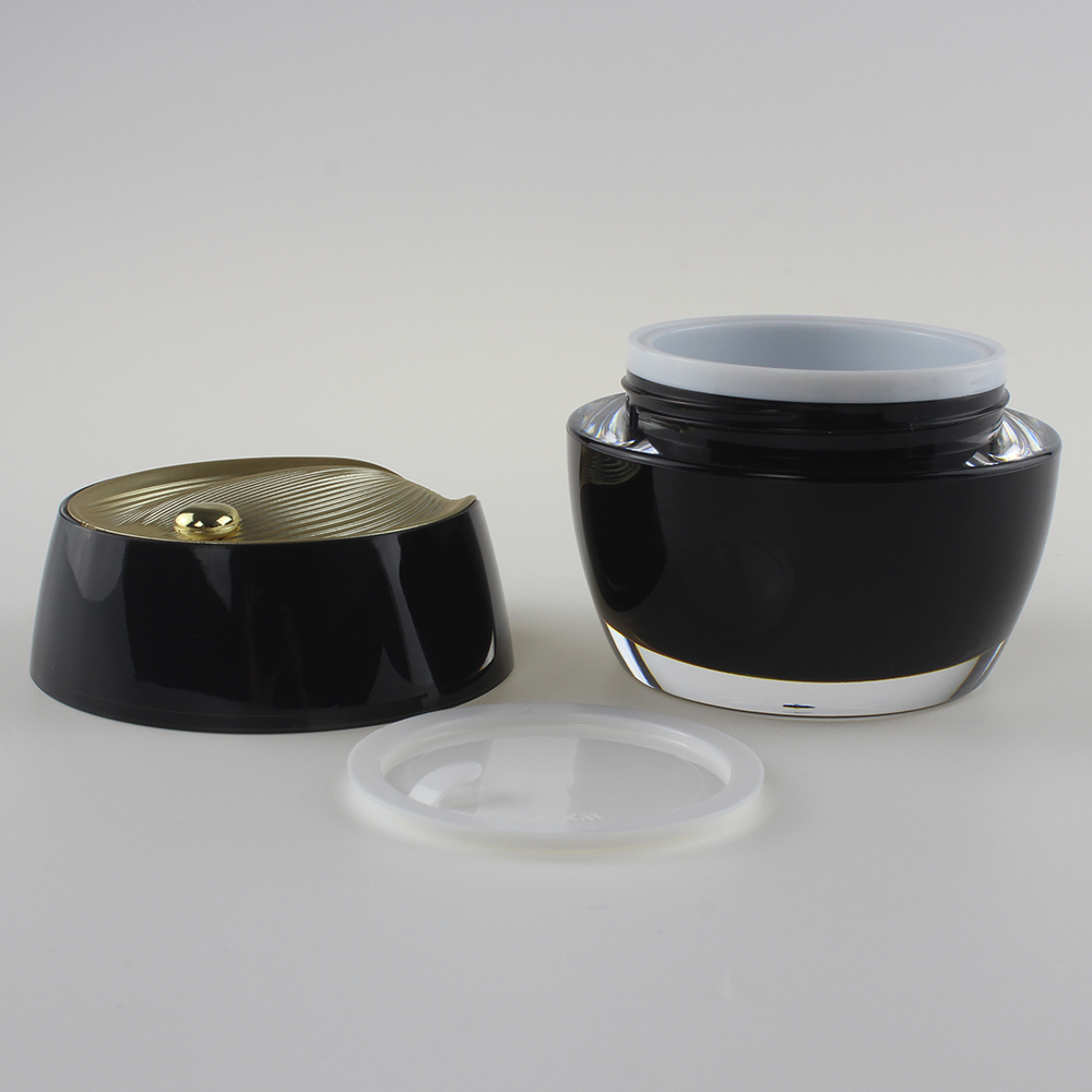 Black Ruffle Acrylic Cream 30g 50g Jar, JA314 with Gold Line