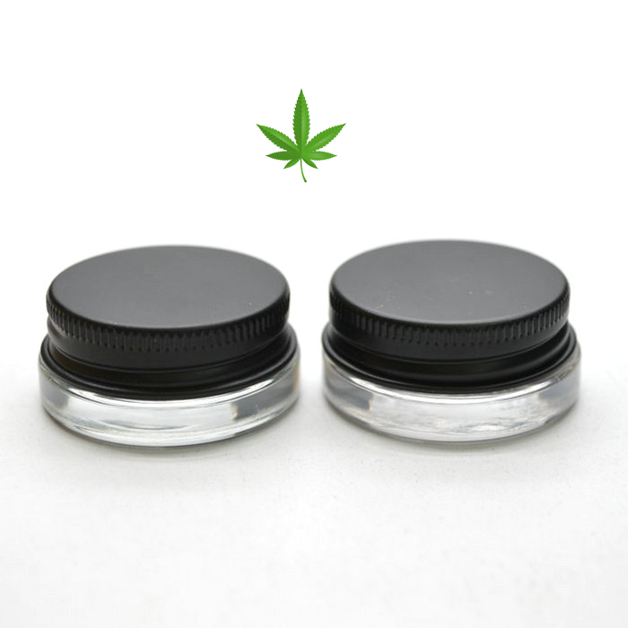 Black Screw Top Cap 7ml Low Profile Glass Concentrate Jar