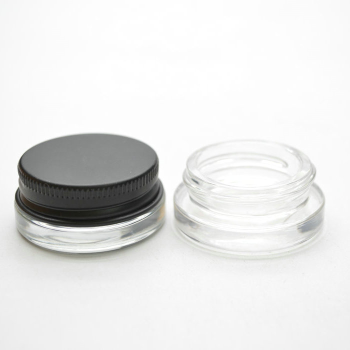 Black Screw Top Cap 7ml Low Profile Glass Concentrate Jar