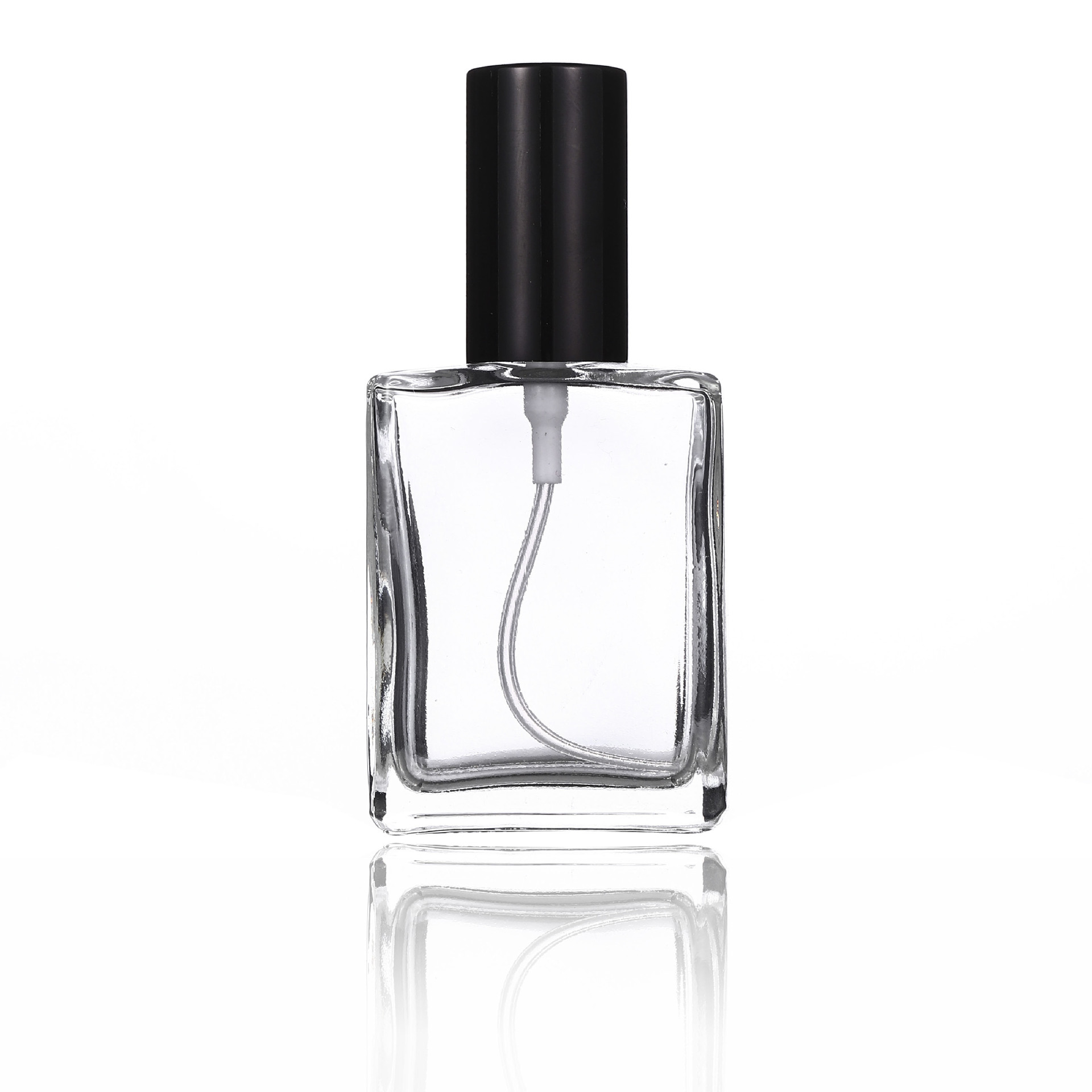 Black Silver Sprayer Head Design Refillable Fancy Square Mini 15ml Transparent Clear Empty Glass Perfume Bottle