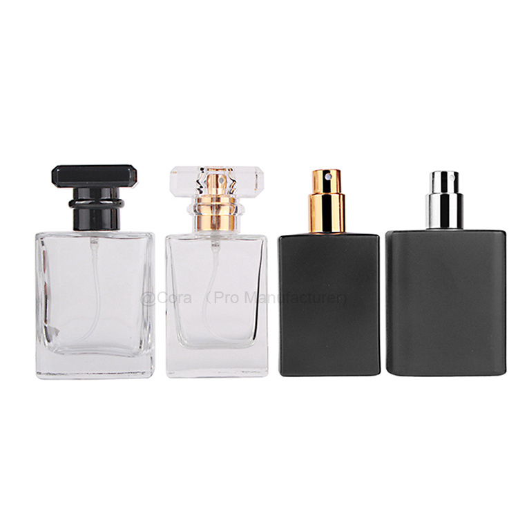 Black Square Fragrance Spray Bottles 30 50 ml Customized Glass Perfume Bottle