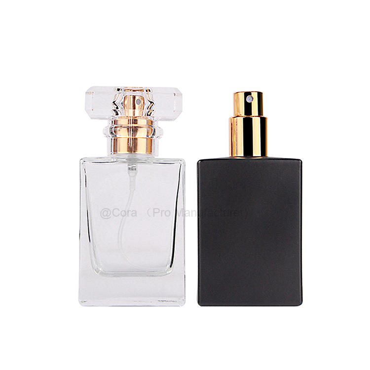 Black Square Fragrance Spray Bottles 30 50 ml Customized Glass Perfume Bottle