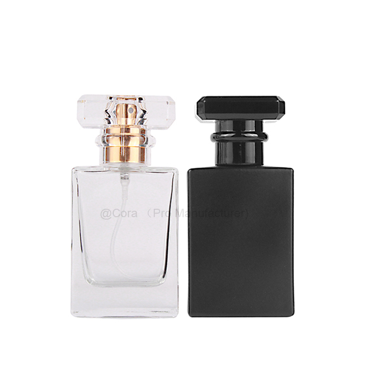 Black Square Fragrance Spray Bottles 30 50 ml Customized Glass Perfume Bottle