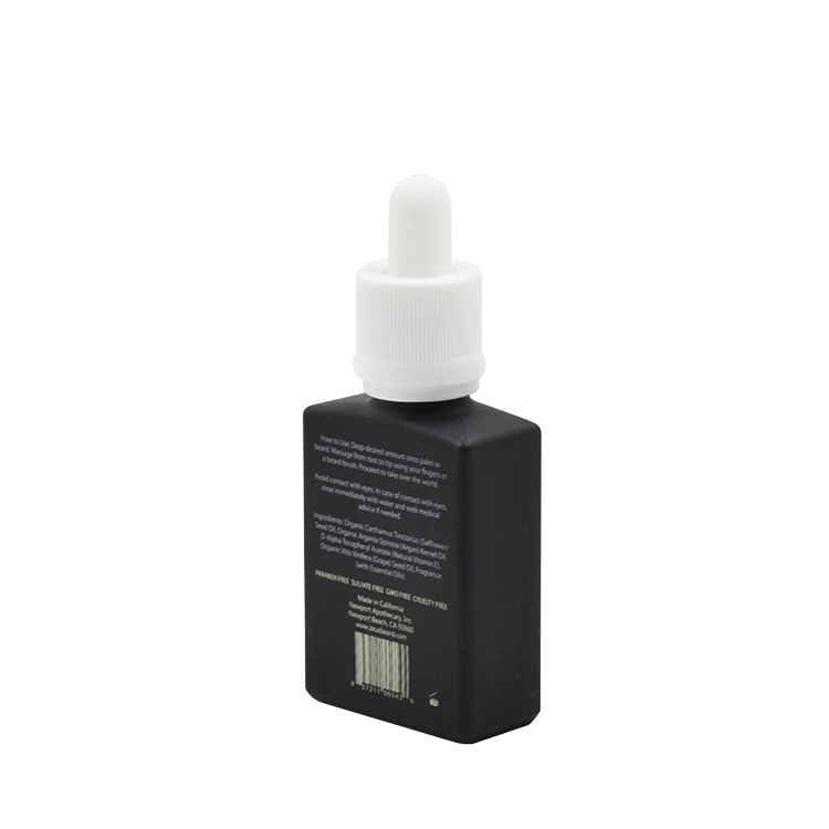 Black Square Glass Essential Oil Bottle with Dropper