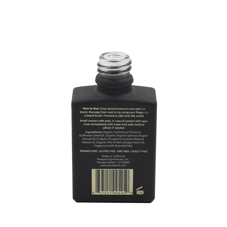 Black Square Glass Essential Oil Bottle with Dropper