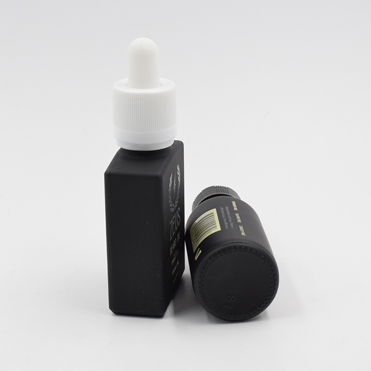 Black Square Glass Essential Oil Bottle with Dropper