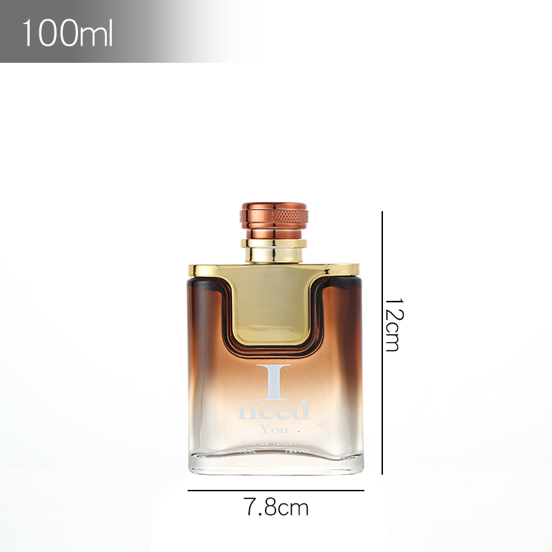 Black Square Perfume Bottle Stylish Perfume Empty Glass Bottle With Gold Cover
