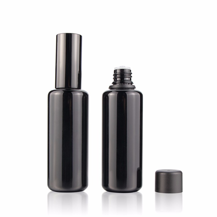 Black UV 30ml 50ml 100ml violet glass jar and bottle with dropper pump for cosmetic packaging