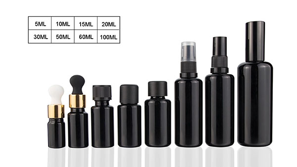 Black UV 30ml 50ml 100ml violet glass jar and bottle with dropper pump for cosmetic packaging