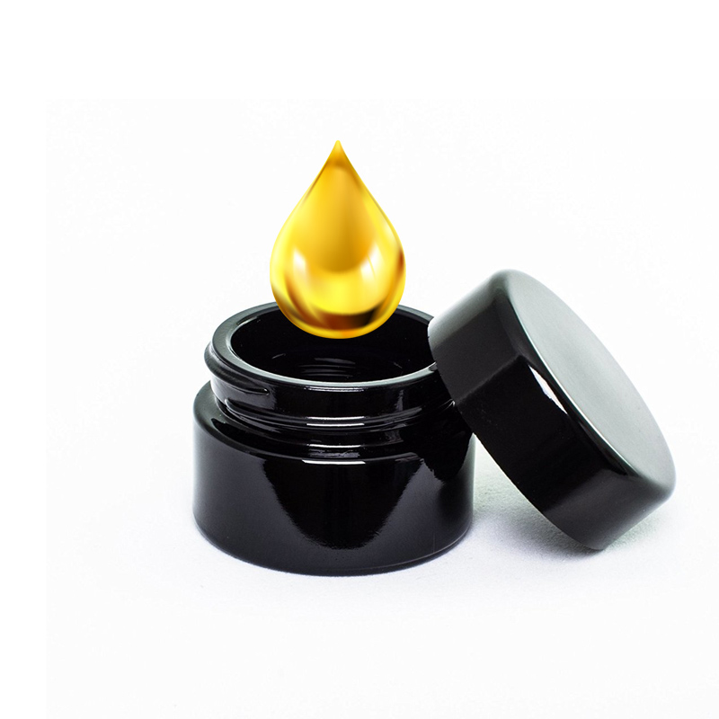 Black UV Proof Glass Herb Jars With Airtight Lids