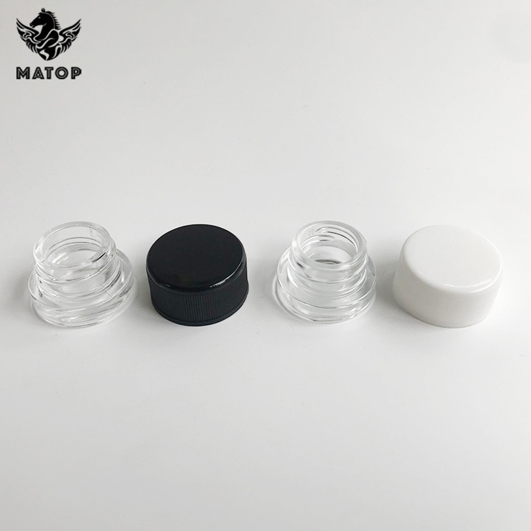 Black White 1 gram flower glass jar child resistant