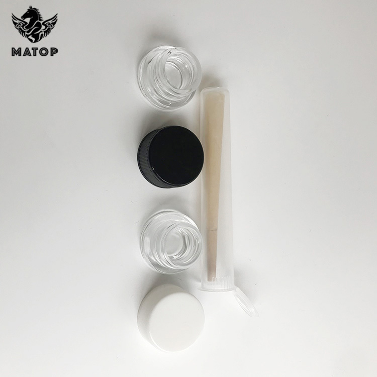 Black White 1 gram flower glass jar child resistant