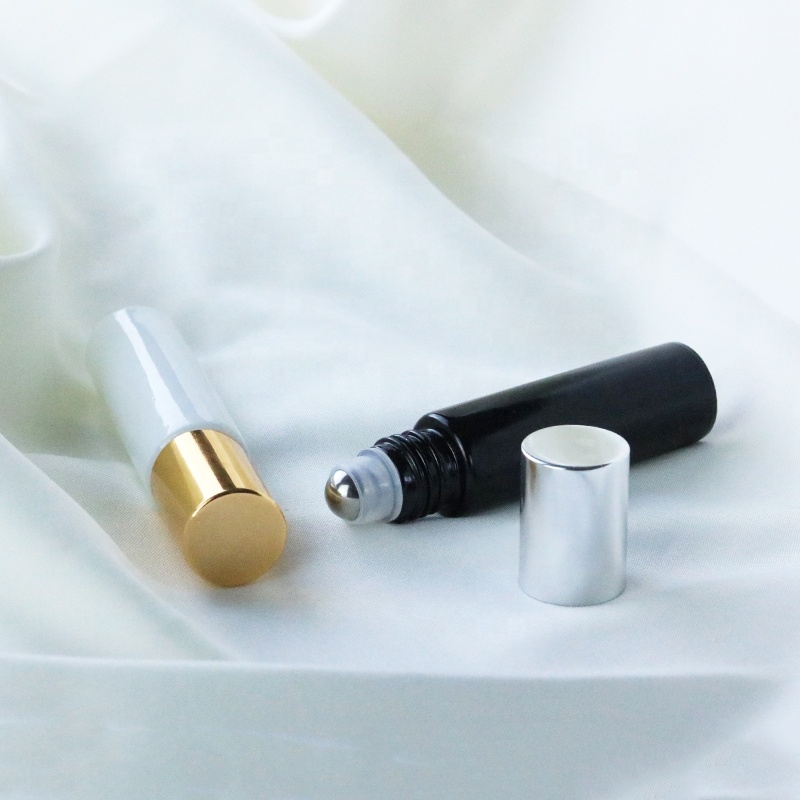 Black / White Color Perfume Roll On Glass Bottle 10ml Essential Oil Glass Bottle White (NRB11B)