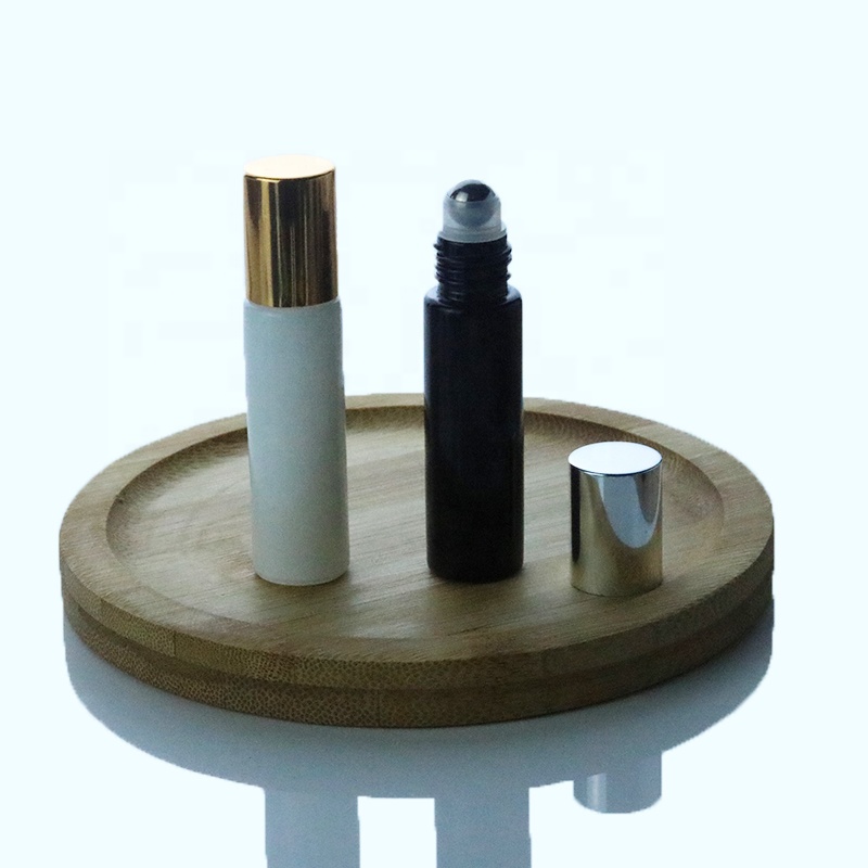 Black / White Color Perfume Roll On Glass Bottle 10ml Essential Oil Glass Bottle White (NRB11B)