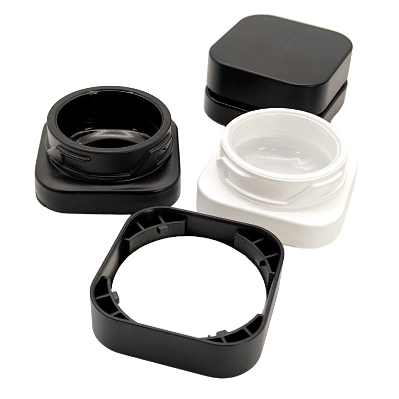 Black White Frosted Small Square Glass Jars 9ml Child Resistant Qube Clear Glass Concentrate Jar