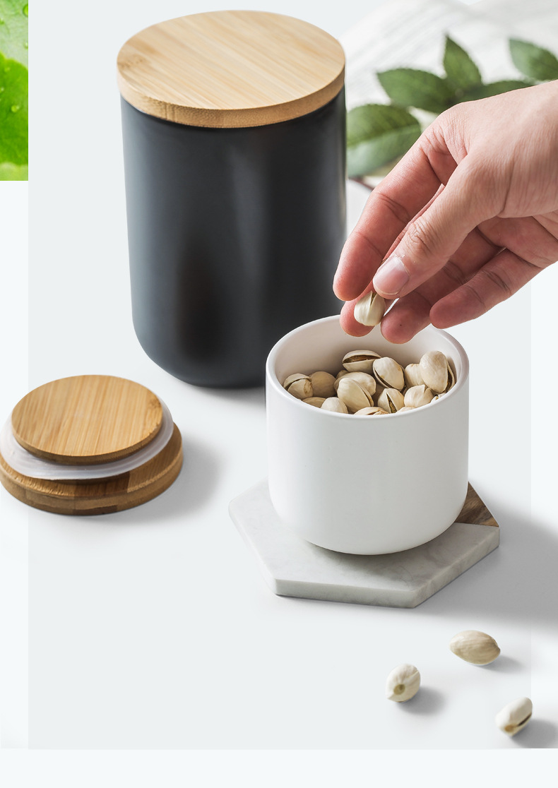 Black White Storage Cans, Sealed Dried Fruit Tea Cans Smple Ceramic Kitchen Condiment Tins Candle Can Jars/