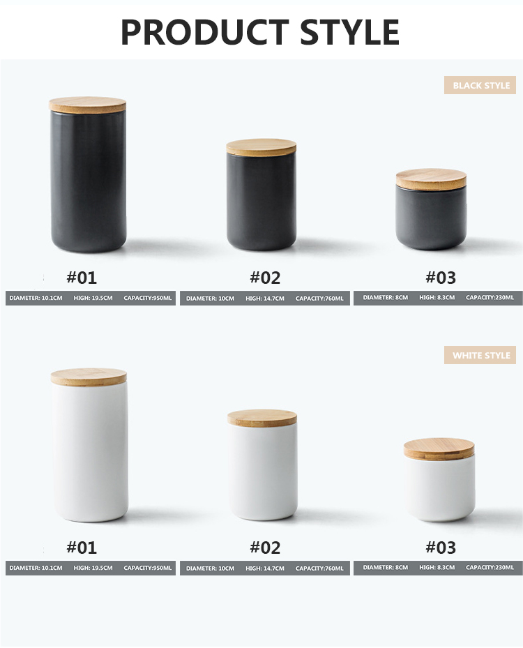 Black White Storage Cans, Sealed Dried Fruit Tea Cans Smple Ceramic Kitchen Condiment Tins Candle Can Jars/
