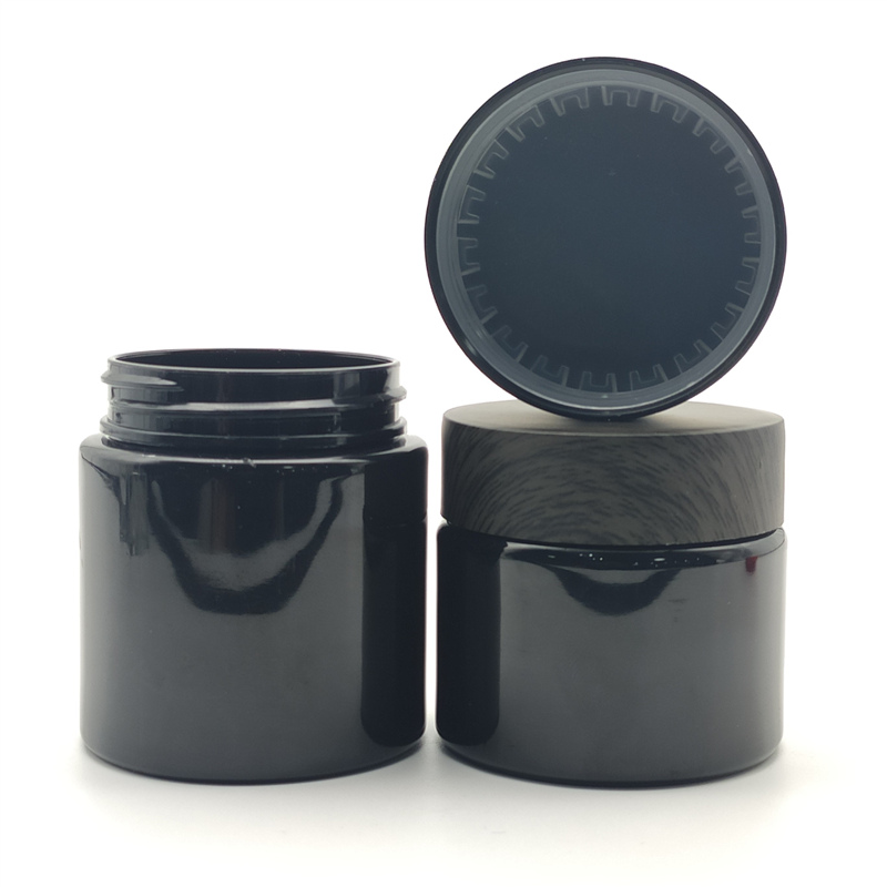 Black White Transparent 3oz 4oz 5oz 8 oz Wide Mouth CBD Jar Child Proof  PET Plastic Jars With Child Safe Lock Lid