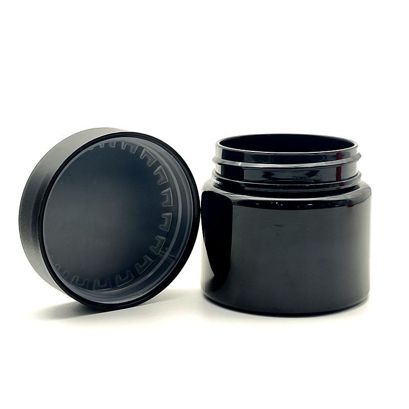 Black White Transparent 3oz 4oz 5oz 8 oz Wide Mouth CBD Jar Child Proof PET Plastic Jars With Child Safe Lock Lid
