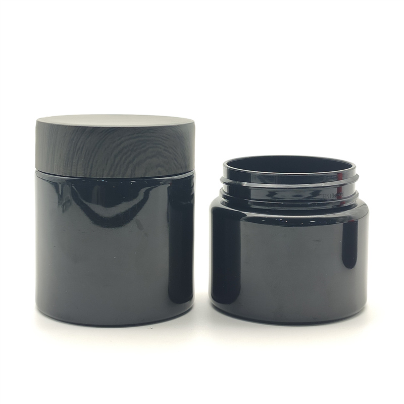 Black White Transparent 3oz 4oz 5oz 8 oz Wide Mouth CBD Jar Child Proof PET Plastic Jars With Child Safe Lock Lid