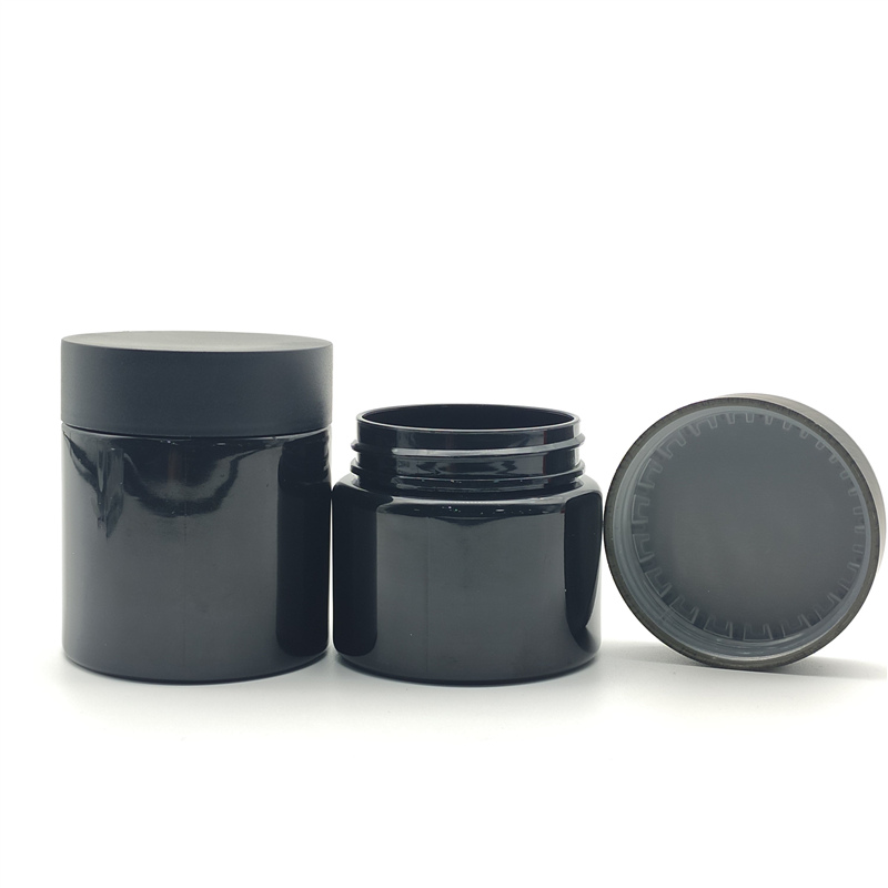 Black White Transparent 3oz 4oz 5oz 8 oz Wide Mouth CBD Jar Child Proof PET Plastic Jars With Child Safe Lock Lid