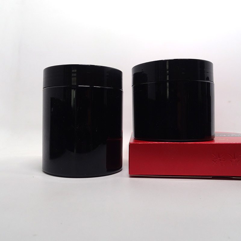 Black aluminum cover 500ml 16oz matte black  plastic jar for hair care pomade