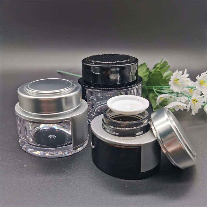 Black and clear empty fill in body butter jars pet amber cream jars 4oz cosmetic containers plastic jars