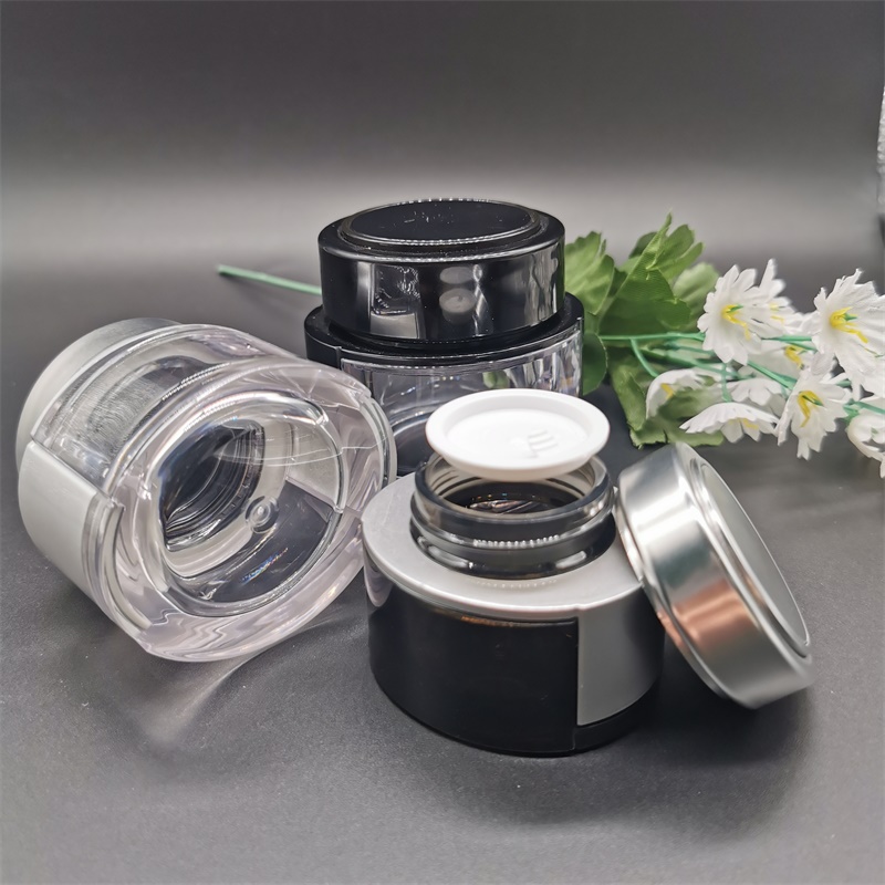 Black and clear empty fill in body butter jars pet amber cream jars 4oz cosmetic containers plastic jars