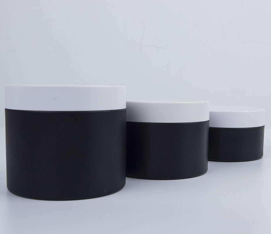 Black and white 10g 30g 50g 100g matte plastic jars PETG cosmetic jars for body cream