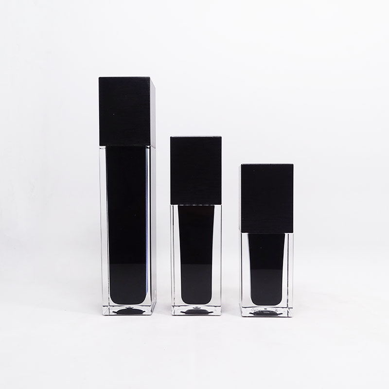 Black and white double wall acrylic jar cosmetic packaging set lotion pump bottle and jar for skin care