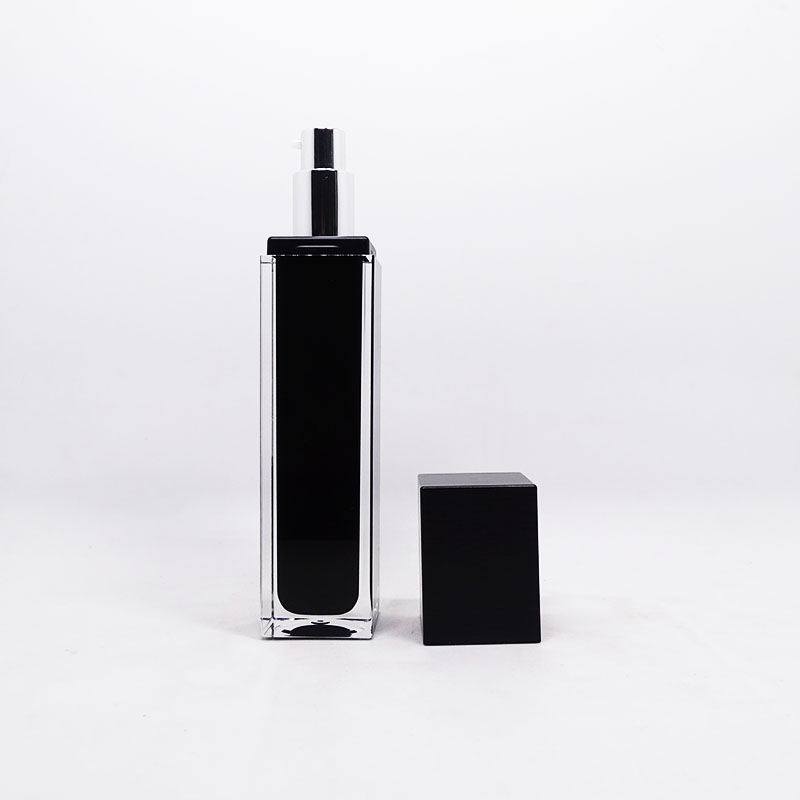 Black and white double wall acrylic jar cosmetic packaging set lotion pump bottle and jar for skin care