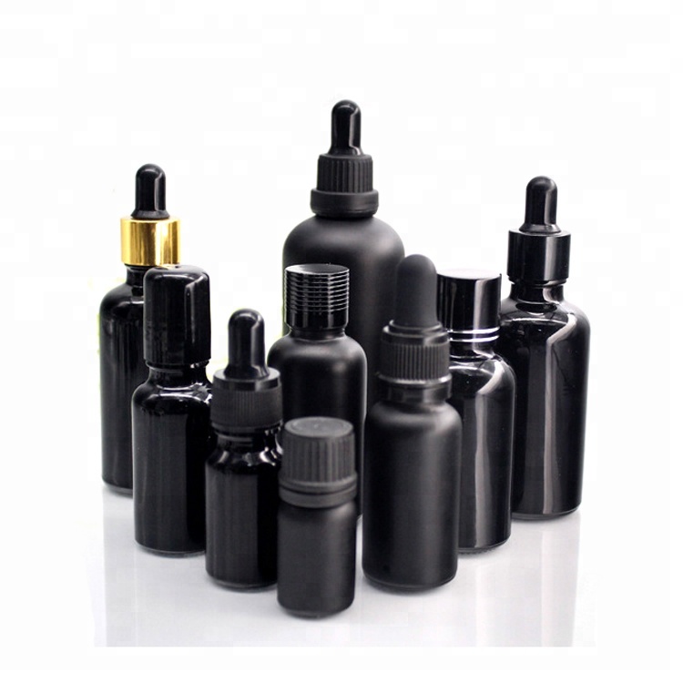 Black beard oil packaging 30ml glass oil 1oz dropper tincture bottles with pipet flesjes