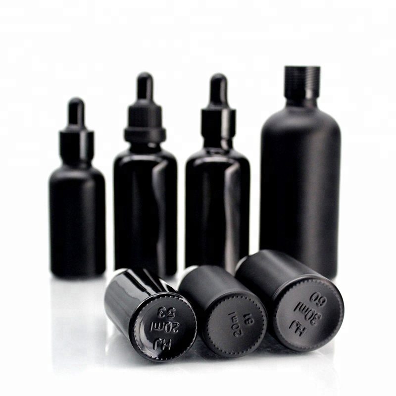 Black beard oil packaging 30ml glass oil 1oz dropper tincture bottles with pipet flesjes