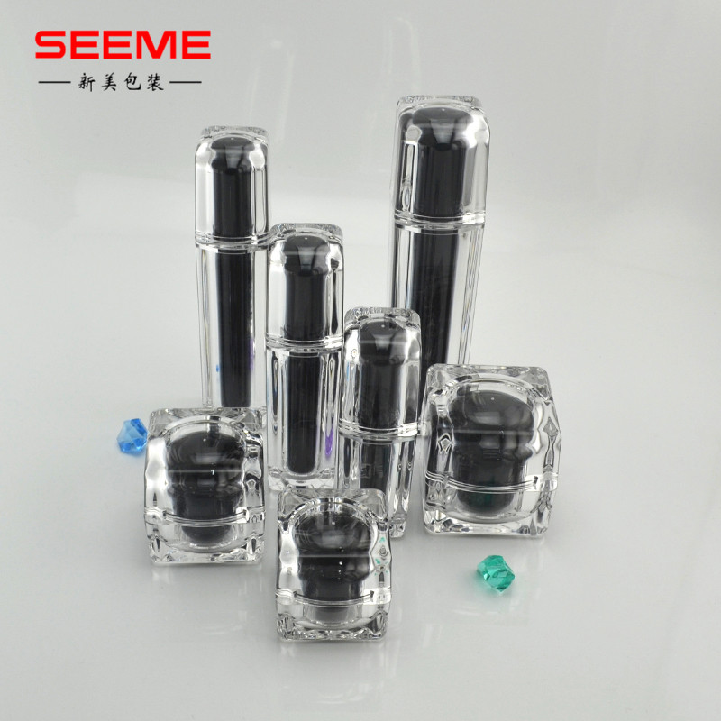 Black color factory wholesale 15g 30g 50g square cosmetic jar for day cream