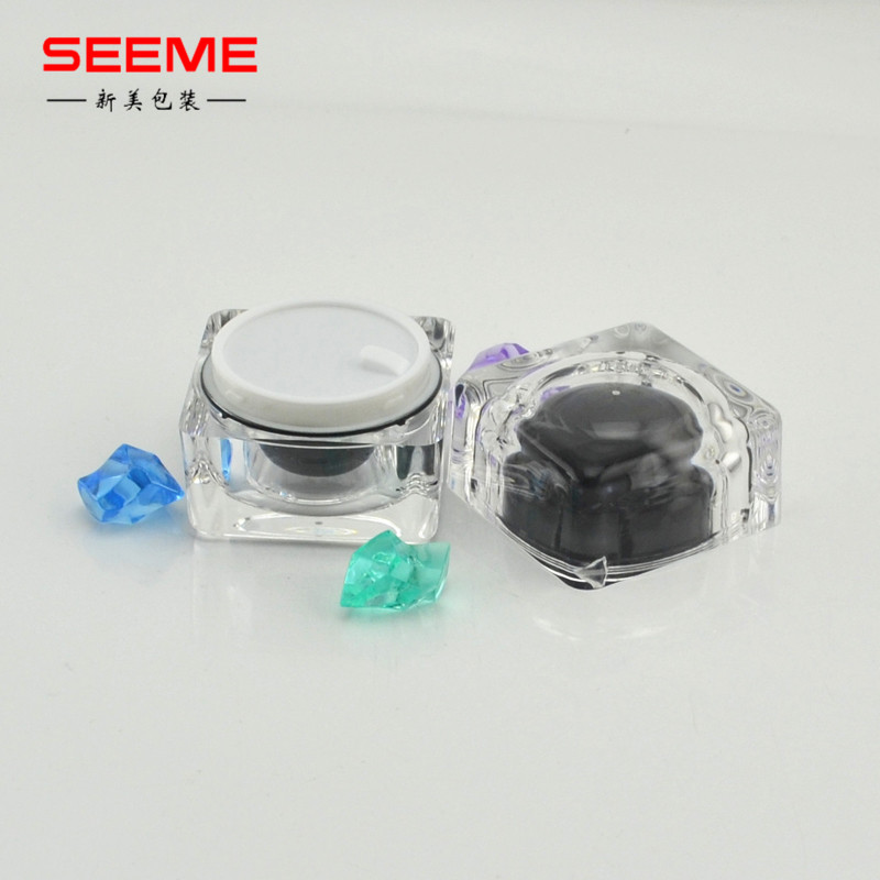 Black color factory wholesale 15g 30g 50g square cosmetic jar for day cream