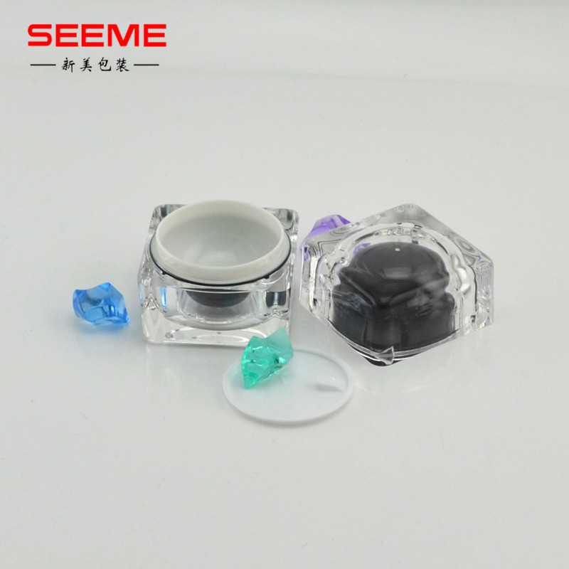 Black color factory wholesale 15g 30g 50g square cosmetic jar for day cream