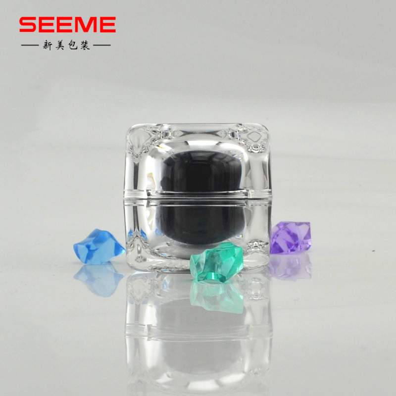 Black color factory wholesale 15g 30g 50g square cosmetic jar for day cream