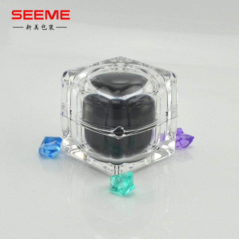 Black color factory wholesale 15g 30g 50g square cosmetic jar for day cream