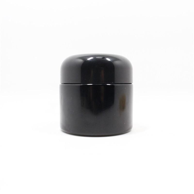 Black dark glass big wide mouth glass jar violet cosmetic face cream jars cosmetic packaging