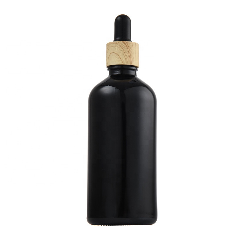 Black dropper bottle 5ml 10ml 15ml 30ml dropper glass bottle with bamboo lid