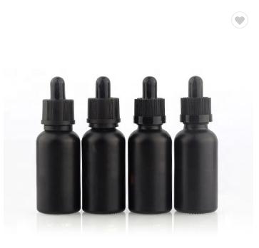 Black dropper bottle with rubber stopper for CBD oil