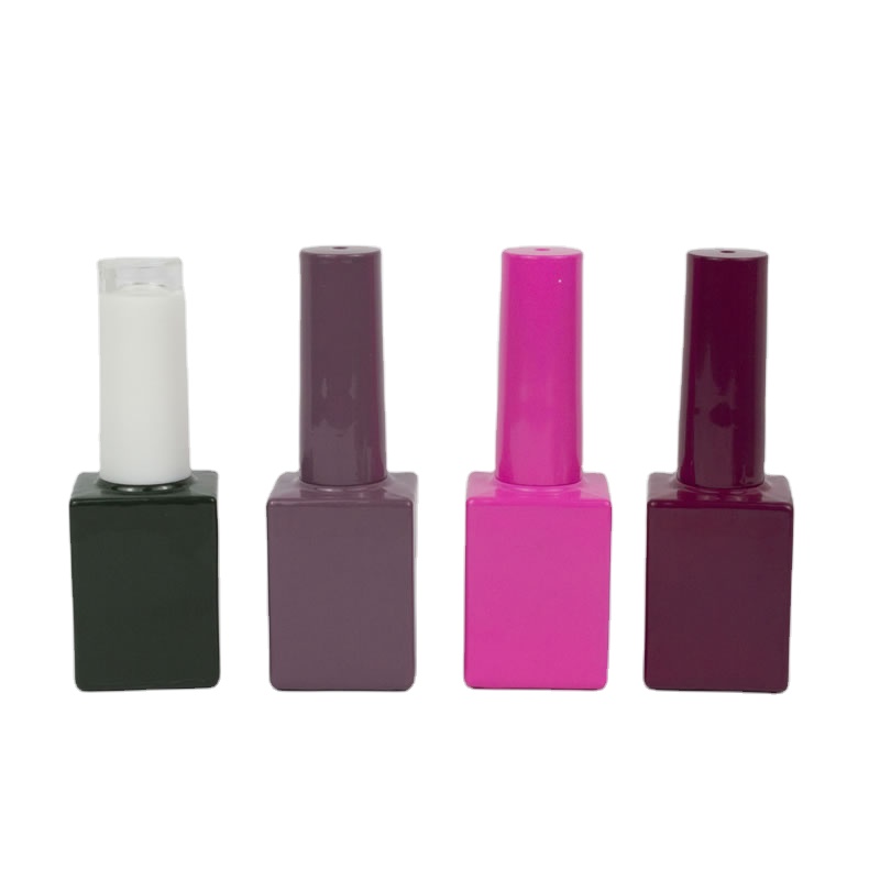 Black elegant colored custom square empty uv gel nail polish bottle