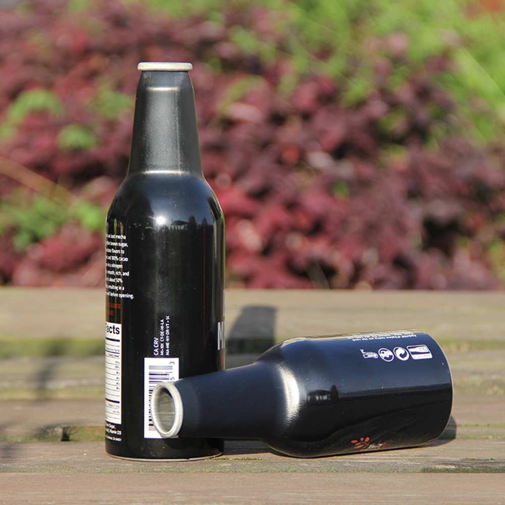 Black empty aluminum beer bottle 330ml 500ml with caps and cover