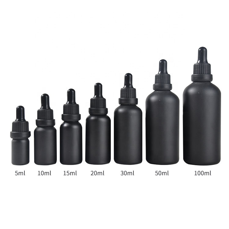 Black frosted essential oil glass dropper bottle 10ml
