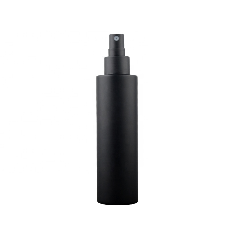 Black frosting glass lotion bottle with screw wooden cap