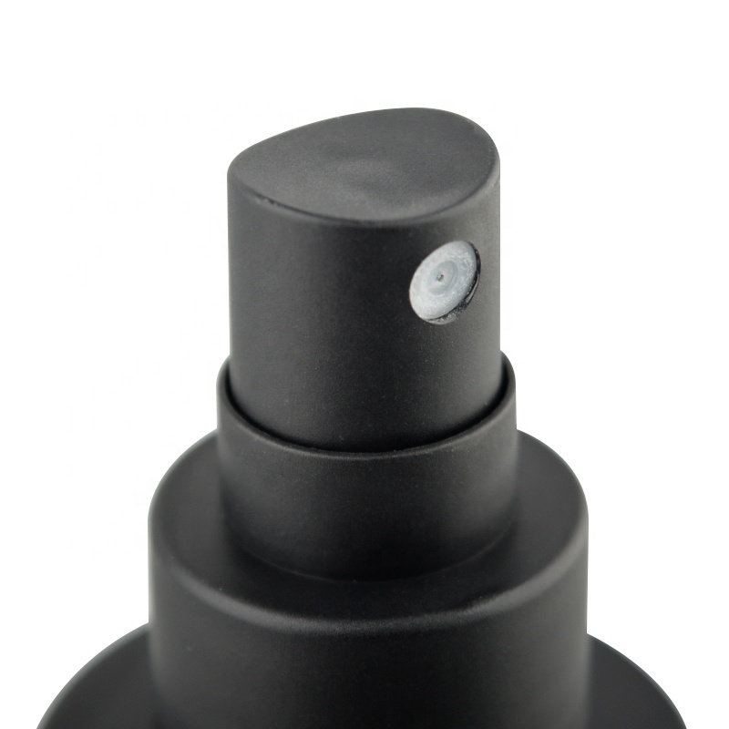 Black frosting glass lotion bottle with screw wooden cap